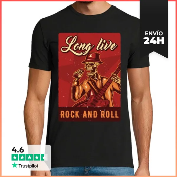 Camiseta Hombre Clásica Long Live Rock And Roll LaTostadora