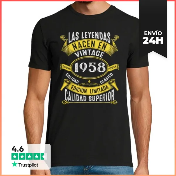Camiseta Hombre Clásica Las Leyendas Nacen En Vintage 1958
