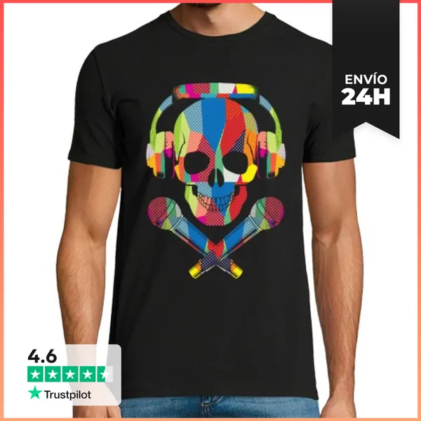 Camiseta Hombre Clásica Cráneo Retro LaTostadora