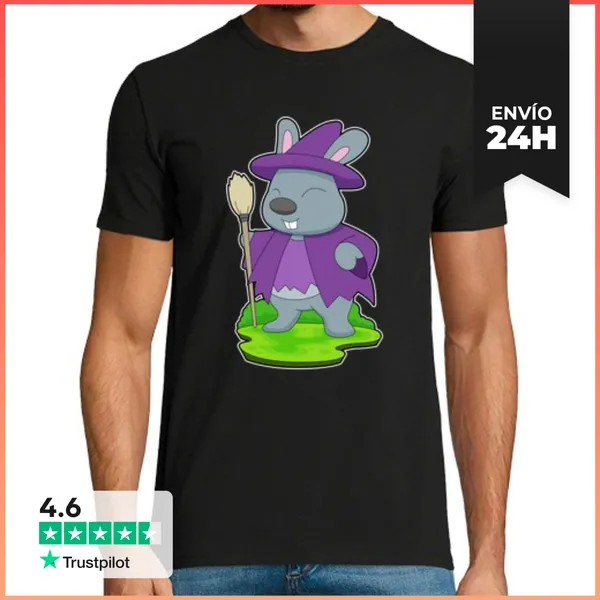 Camiseta Hombre Clásica Conejo Bruja De Halloween LaTostadora