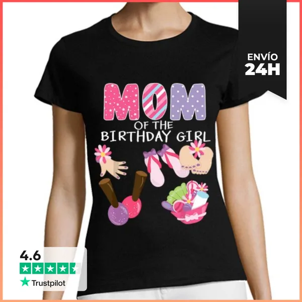 Camiseta Mujer Clásica Mamá De La Niña De Cumpleaños Fiesta De