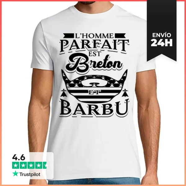 Camiseta Hombre Clásica Regalo Bretón Barbudo Para Hombres De L
