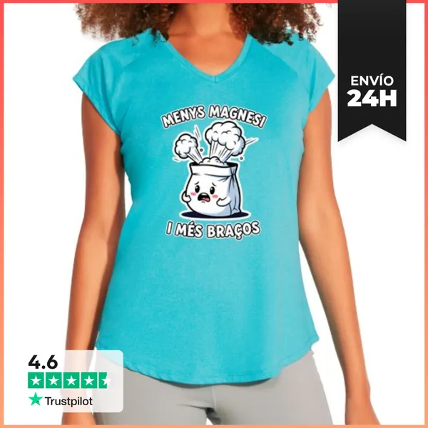 Camiseta Deportiva Mujer Menys Magnesi I Mes Braços Blanc I Negre