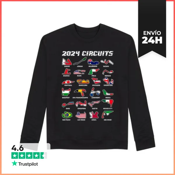 Sudadera Unisex Fórmula 1 Circuitos 2024 Banderas Regalo Coches