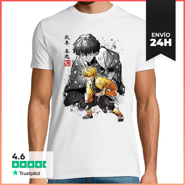 Camiseta Hombre Clásica Demon Slayer Zenitsu Sumi-e LaTostadora