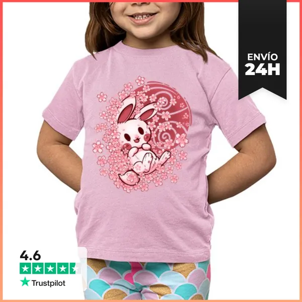 Camiseta Clásica Para Niños Conejito De Flor De Primavera -