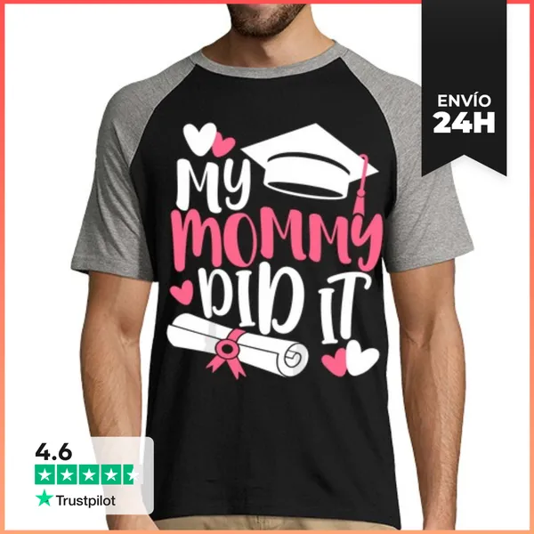 Camiseta Hombre, Estilo Béisbol Mi Mami Lo Hizo Graduación