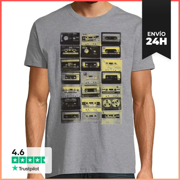 Camiseta Hombre Clásica Casetes Vintage LaTostadora