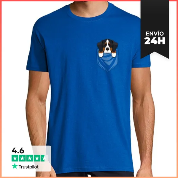 Camiseta Hombre Clásica Perro Bernés De La Montaña Bolsillo