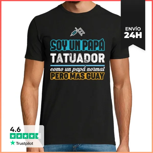Camiseta Hombre Clásica Papá Tatuador, Día Del Padre LaTostadora