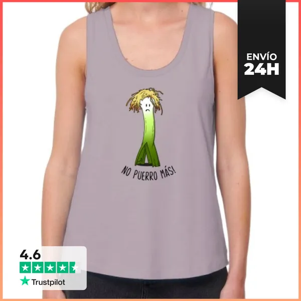 Camiseta Mujer Sin Mangas, Loose Fit No Puerro Más - Camiseta