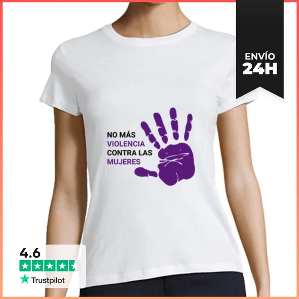 Camiseta Mujer Clásica No Más Violencia Contra Las Mujeres