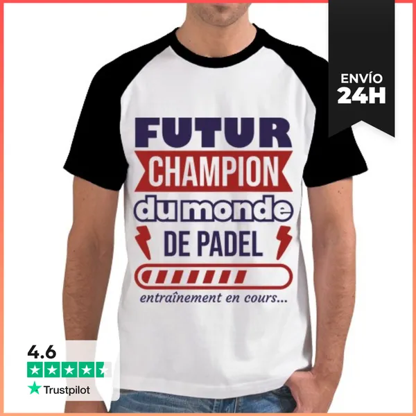 Camiseta Hombre, Estilo Béisbol Futuro Campeón Mundial De Pádel