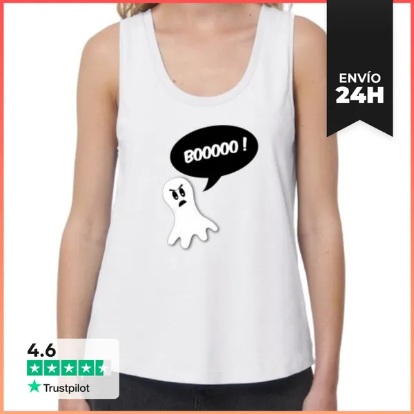 Camiseta Mujer Sin Mangas, Loose Fit Fantasma LaTostadora