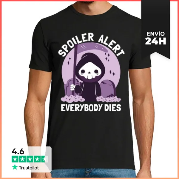 Camiseta Hombre Clásica Alerta De Spoiler De Muerte Linda Y Div