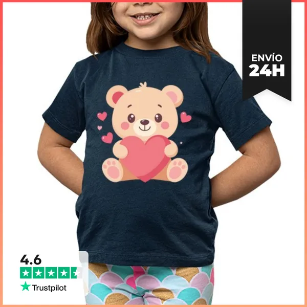 Camiseta Clásica Para Niños Osito Kawaii Con Corazón LaTostadora