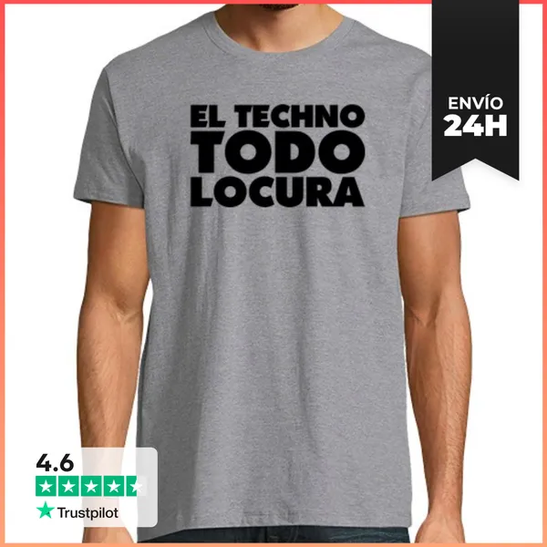 Camiseta Hombre Clásica EL TECHNO TODO LOCURA NEGRO LaTostadora