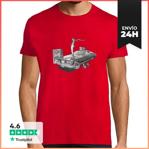 Camiseta Hombre Clásica Chica Y Coche LaTostadora