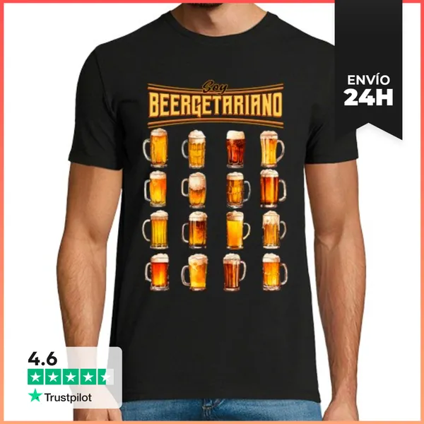 Camiseta Hombre Clásica Beergetariano Cervezas Regalo Alcohol