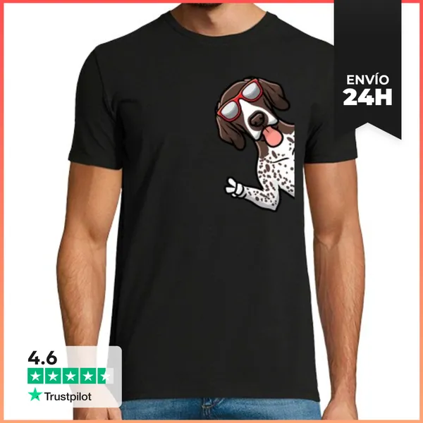 Camiseta Hombre Clásica Perro Braco Alemán De Lado LaTostadora