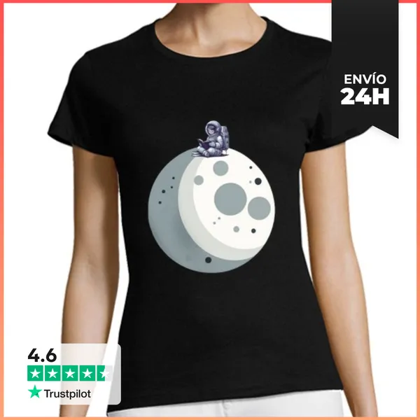 Camiseta Mujer Clásica Leyendo En La Luna LaTostadora