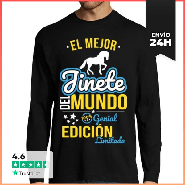 Camiseta Hombre Manga Larga El Mejor Jinete Del Mundo Regalo