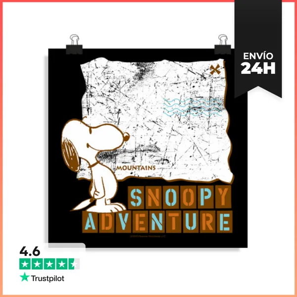 Póster Cuadrado Snoopy Adventure Mountains LaTostadora