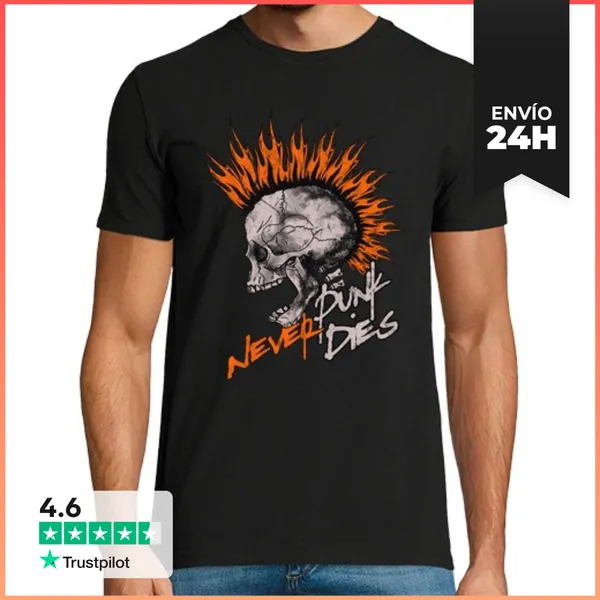 Camiseta Hombre Clásica El Punk Nunca Muere LaTostadora