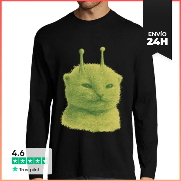 Camiseta Hombre Manga Larga Glorp Alien Cat LaTostadora