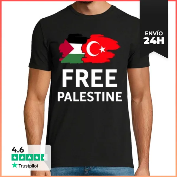 Camiseta Hombre Clásica Bandera De Pavo Palestina Libre