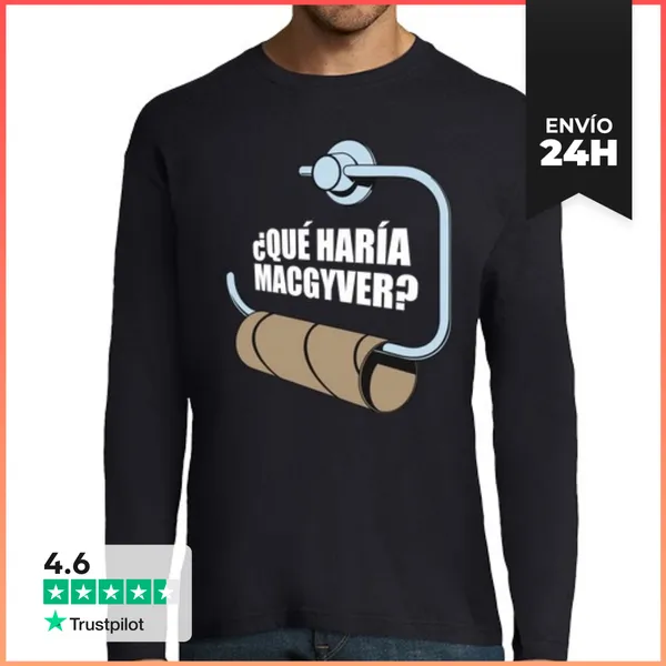 Camiseta Hombre Manga Larga Que Haria MacGyver LaTostadora