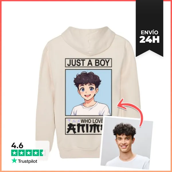 Sudadera Unisex Con Capucha Efecto Kawaii Sudadera Just A Boy Who