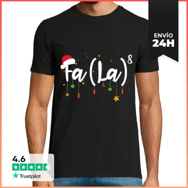 Camiseta Hombre Clásica Fa La8 Divertido Navidad Santa Fa La