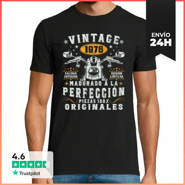 Camiseta Hombre Clásica 50 Años 1976 Vintage Regalo Cumpleaños