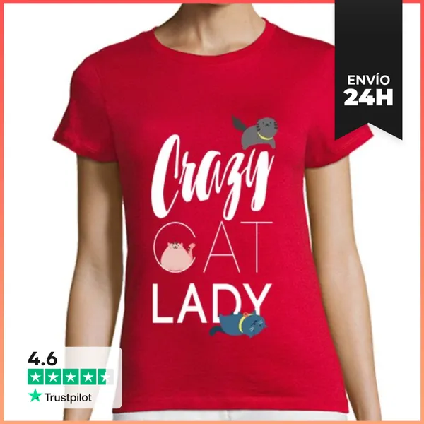 Camiseta Mujer Clásica Crazy Cat Lady LaTostadora
