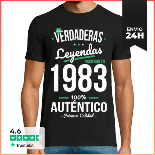Camiseta Hombre Clásica 40 Años - Leyendas 1983 - Auténtico