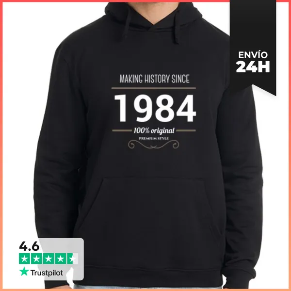 Sudadera Unisex Con Capucha Making History 1984 White Text