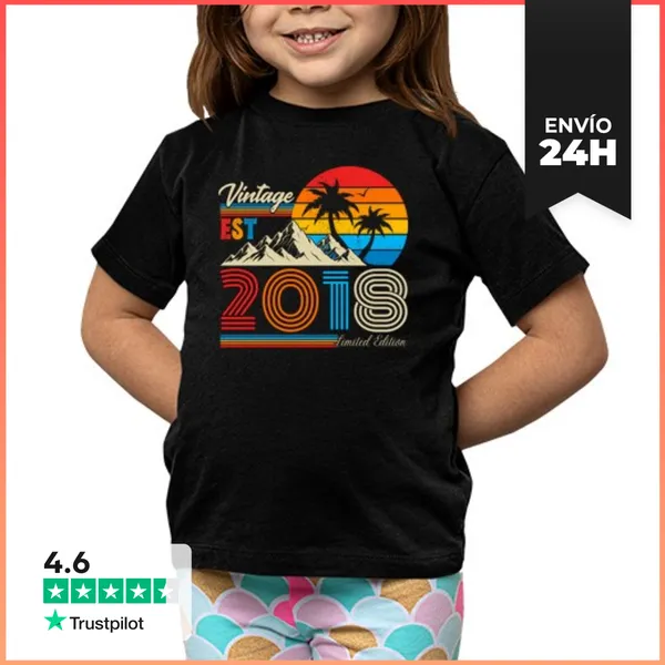 Camiseta Clásica Para Niños Vintage 2018 Estilo Retro Palmeras