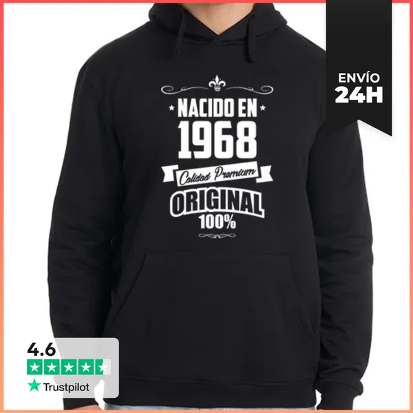 Sudadera Unisex Con Capucha Nacido En 1968, Calidad Premium