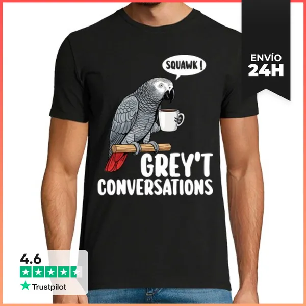 Camiseta Hombre Clásica Loro Africano Grise Divertido LaTostadora