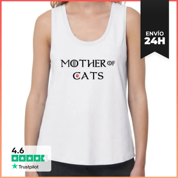 Camiseta Mujer Sin Mangas, Loose Fit Mother Of Cats Tirantes