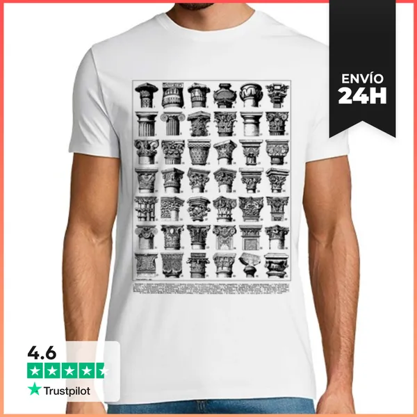 Camiseta Hombre Clásica Tipos De Capiteles Historia Del Arte