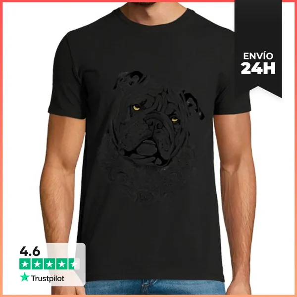 Camiseta Hombre Clásica Bulldog Inglés Animales Perro Doméstico