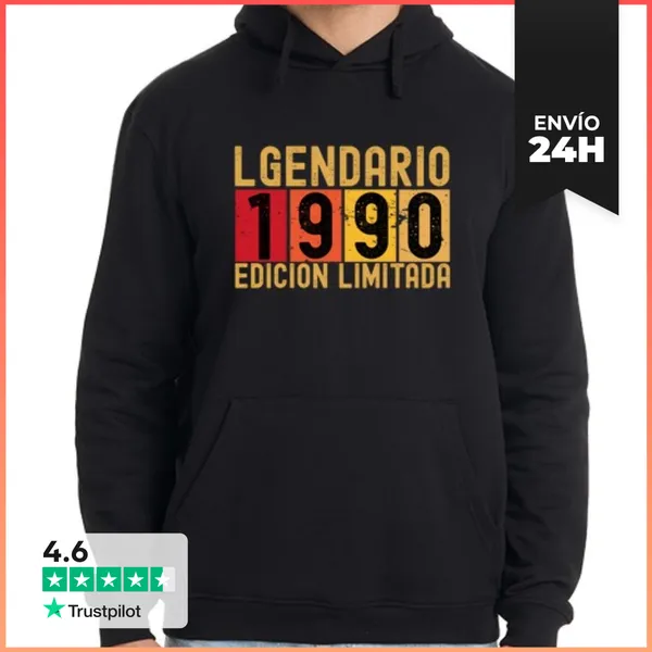 Sudadera Unisex Con Capucha Legendario 1990 Edicion Limitada