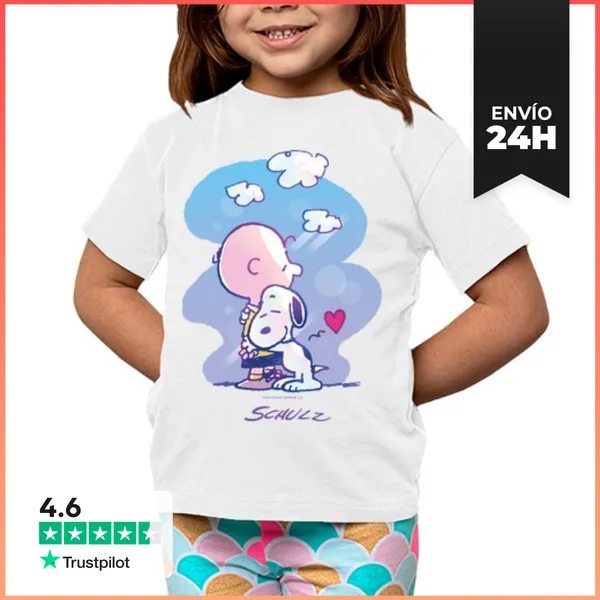 Camiseta Clásica Para Niños Snoopy Y Charlie Abrazo LaTostadora