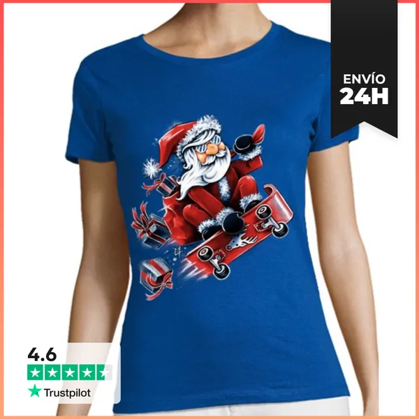 Camiseta Mujer Clásica Patinaje De Santa LaTostadora