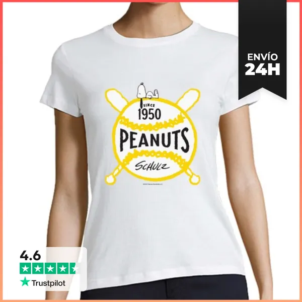 Camiseta Mujer Clásica Peanuts Baseball 1950 LaTostadora