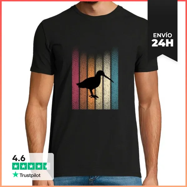 Camiseta Hombre Clásica Becada Caza Hombre Vintage Retro