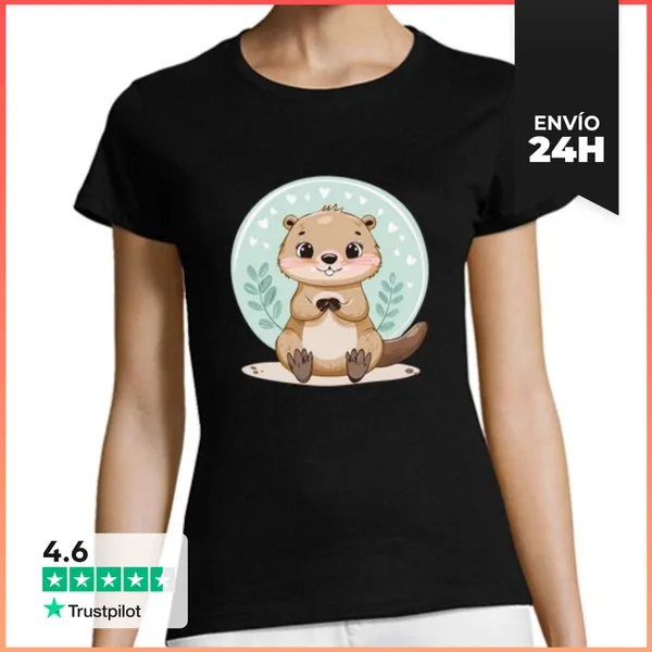 Camiseta Mujer Clásica Nutria Kawaii LaTostadora
