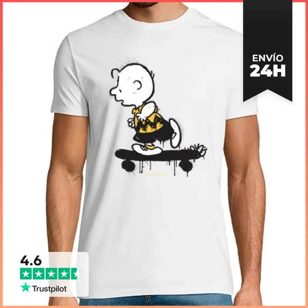 Camiseta Hombre Clásica Charlie Brown Skate Graffiti LaTostadora